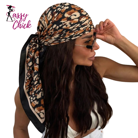 Fashion Leopard Print Silk Scarf Sassy Chick Logo