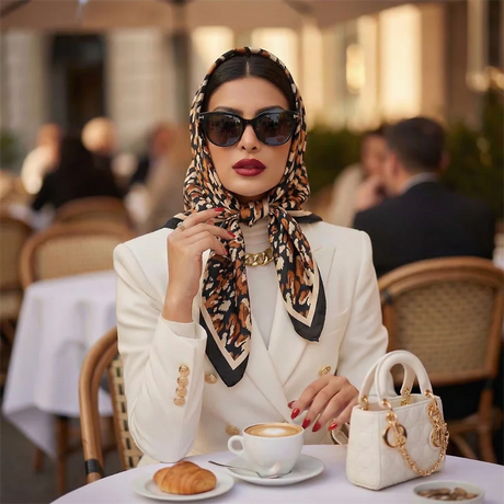 Fashion Leopard Print Silk Scarf 