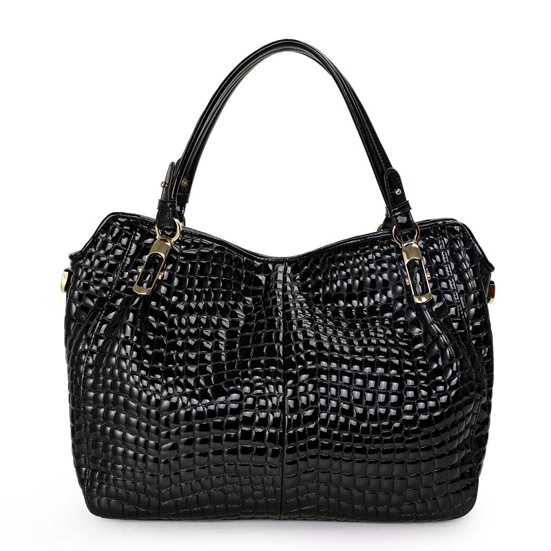 Fashion Light Cowhide Black Handbag