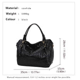 Size of Fashion Light Cowhide Black Handbag