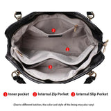 Compartment of Fashion Light Cowhide Black Handbag