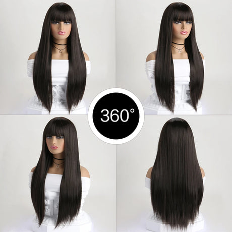 Black Fashion Long Straight 26Inch Synthetic Wig