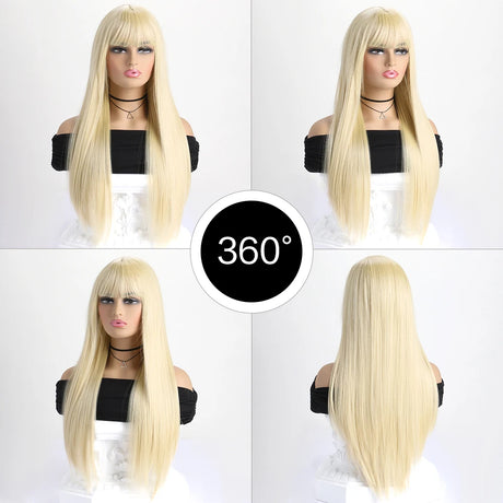 Blonde Fashion Long Straight 26Inch Synthetic Wig