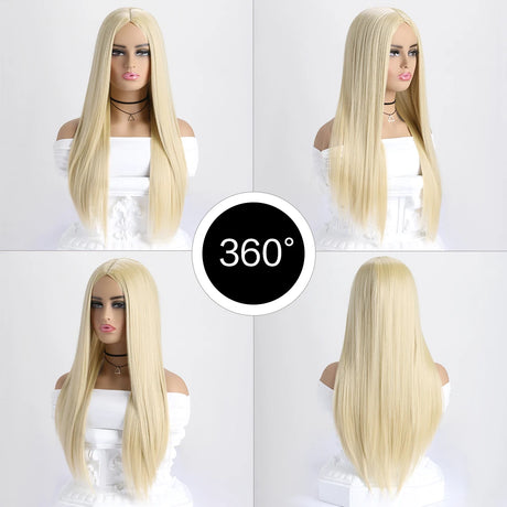 Blonde Fashion Long Straight 26Inch Synthetic Wig