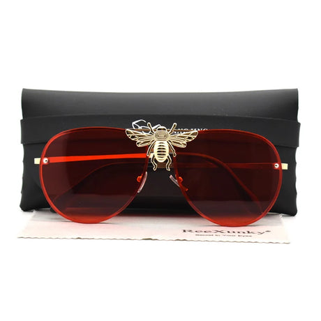 Red Fashion Luxury Designer Oversized Retro Sunglasses