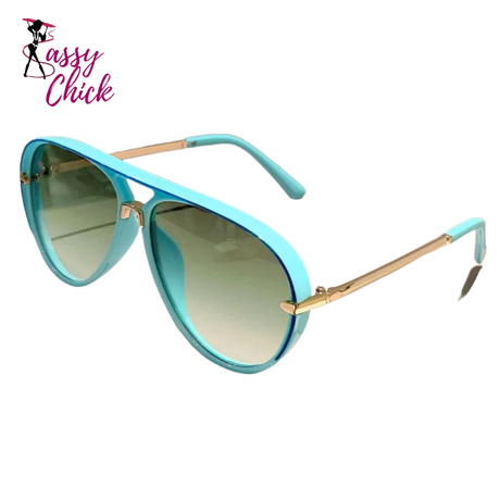 Fashion Multi-color Gradient Vintage Pilot Sunglasses Sassy Chick Logo