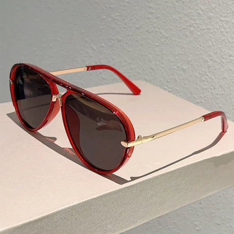 Red Fashion Multi-color Gradient Vintage Pilot Sunglasses
