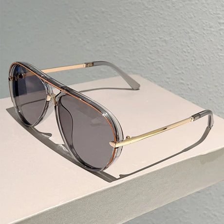 Gray Fashion Multi-color Gradient Vintage Pilot Sunglasses