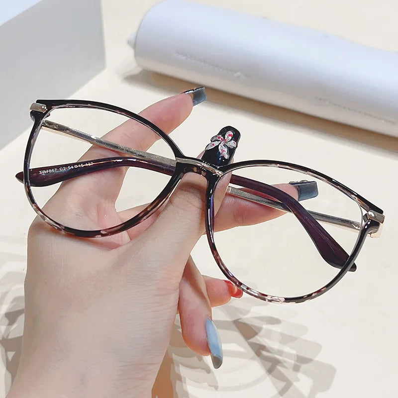 Black Fashion Oval Gradient TR90 Optical Clear Eyeglass