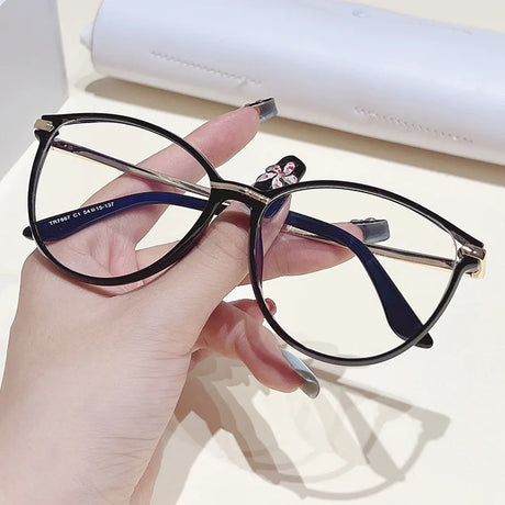 Black Fashion Oval Gradient TR90 Optical Clear Eyeglass