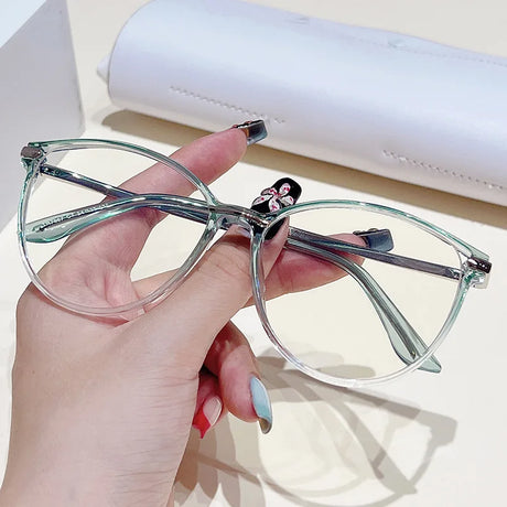 Green Fashion Oval Gradient TR90 Optical Clear Eyeglass