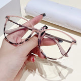 Beige Leopard Fashion Oval Gradient TR90 Optical Clear Eyeglass