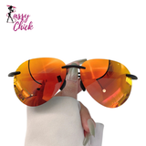 Fashion Polarized Mirror Rimless Pilot Sunglasses Sassy Chick Logo