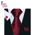 Fashion Red Woven Hanky Cufflinks Ties Set Sassy Chick Logo