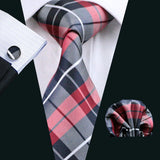 Fashion Red Woven Hanky Cufflinks Ties Set