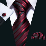 Fashion Red Woven Hanky Cufflinks Ties Set