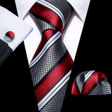 Fashion Red Woven Hanky Cufflinks Ties Set