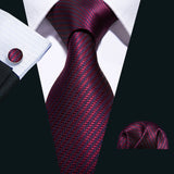 Fashion Red Woven Hanky Cufflinks Ties Set
