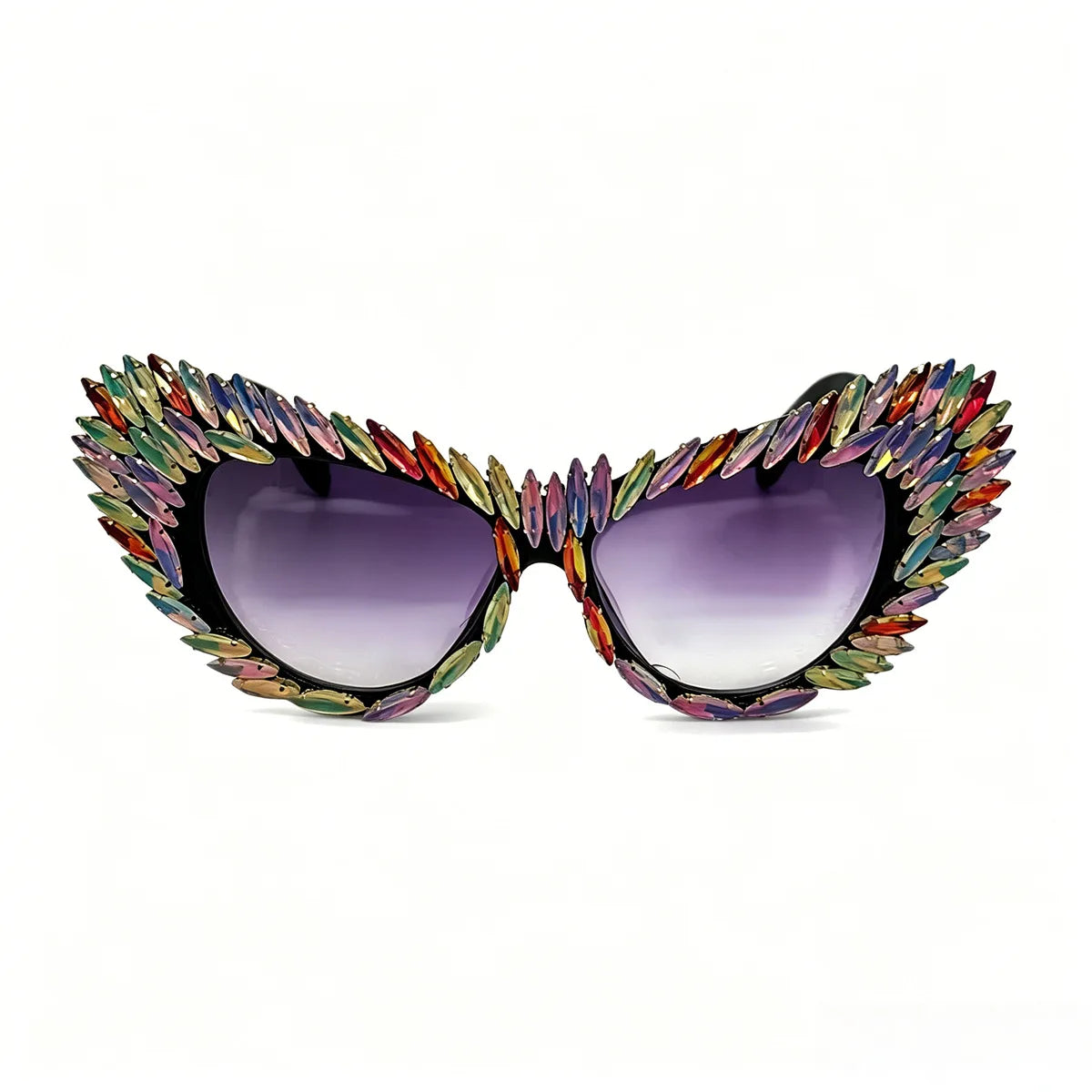 Fashion Retro Rhinestone Gradient UV400 Punk Sunglasses