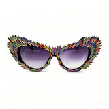 Fashion Retro Rhinestone Gradient UV400 Punk Sunglasses