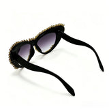 Fashion Retro Rhinestone Gradient UV400 Punk Sunglasses