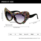 Size of Fashion Retro Rhinestone Gradient UV400 Punk Sunglasses