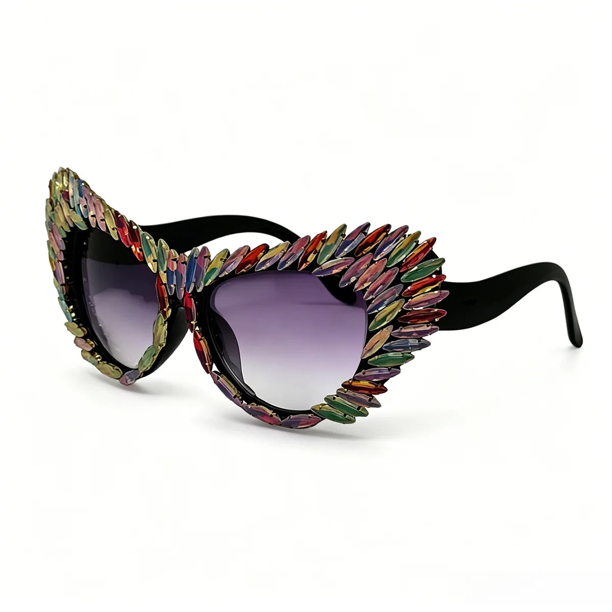 Fashion Retro Rhinestone Gradient UV400 Punk Sunglasses