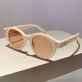 Beige Fashion Rivets Gradient Candy Color Sunglasses