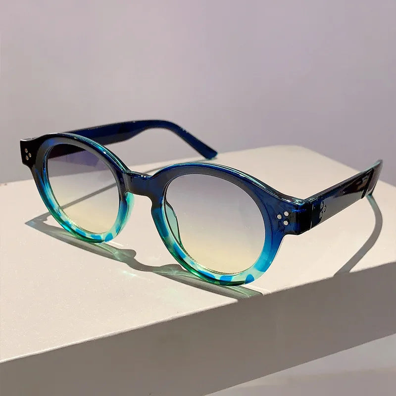 Blue Fashion Rivets Gradient Candy Color Sunglasses