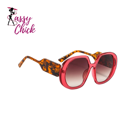 leopard round sunglasses sassy chick logo