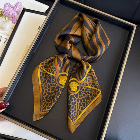 Gold Fashion Silk Hijab Square Shawl Neckerchief