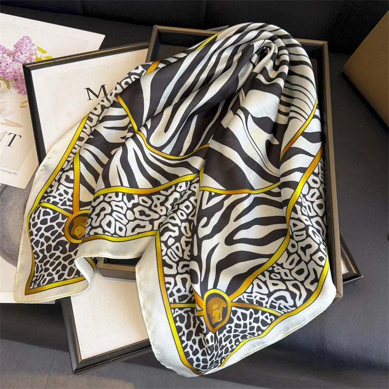 White Fashion Silk Hijab Square Shawl Neckerchief
