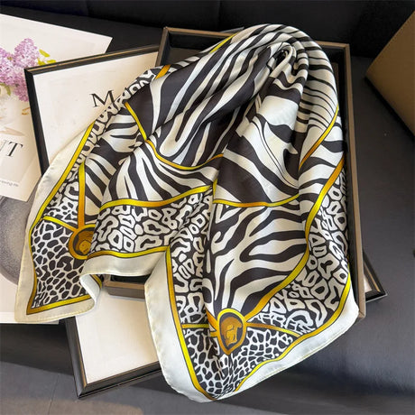 White Fashion Silk Hijab Square Shawl Neckerchief