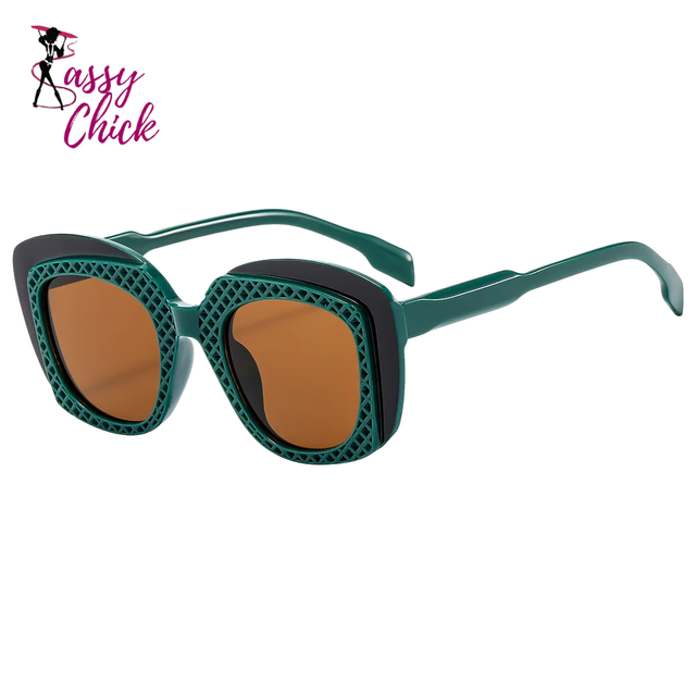 Fashion Splicing Color Punk Women Sunglasses Sassy Chick Logo