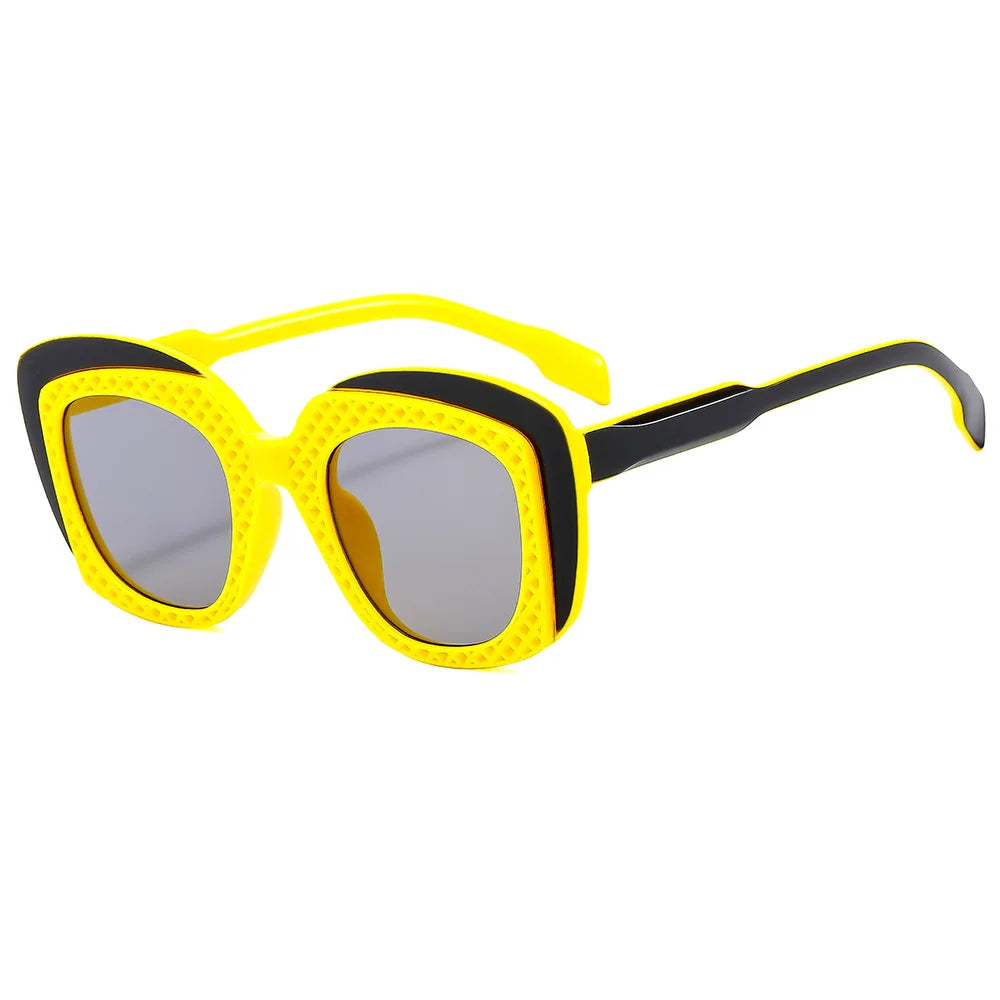 Yellow Black Fashion Splicing Color Punk Women Sunglasses