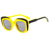Yellow Black Fashion Splicing Color Punk Women Sunglasses