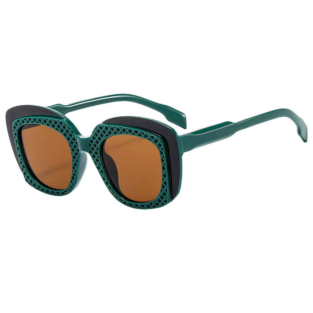Green Fashion Splicing Color Punk Women Sunglasses
