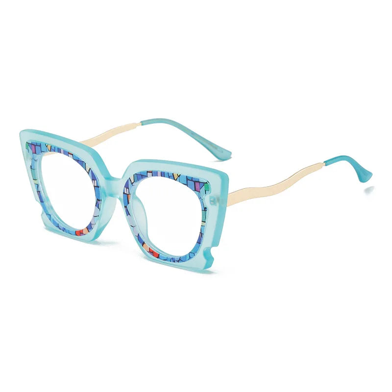 Blue Fashion Square Anti-Blue Light Reading Glasses