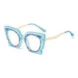 Blue Fashion Square Anti-Blue Light Reading Glasses