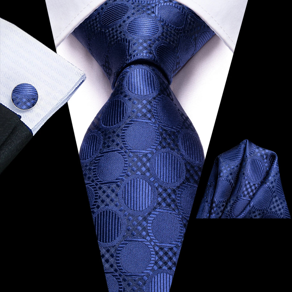 Blue Fashion Striped Wedding Party Necktie Set