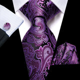 Purple Fashion Striped Wedding Party Necktie Set