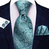 Green Fashion Striped Wedding Party Necktie Set