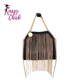 black gold tassel handbag