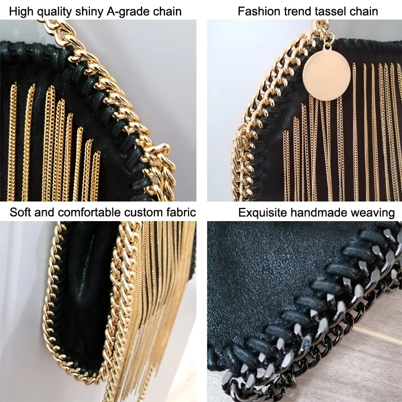 black gold tassel handbag