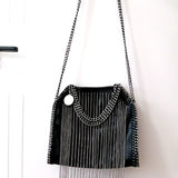 black silver tassel handbag