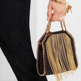 black gold tassel handbag