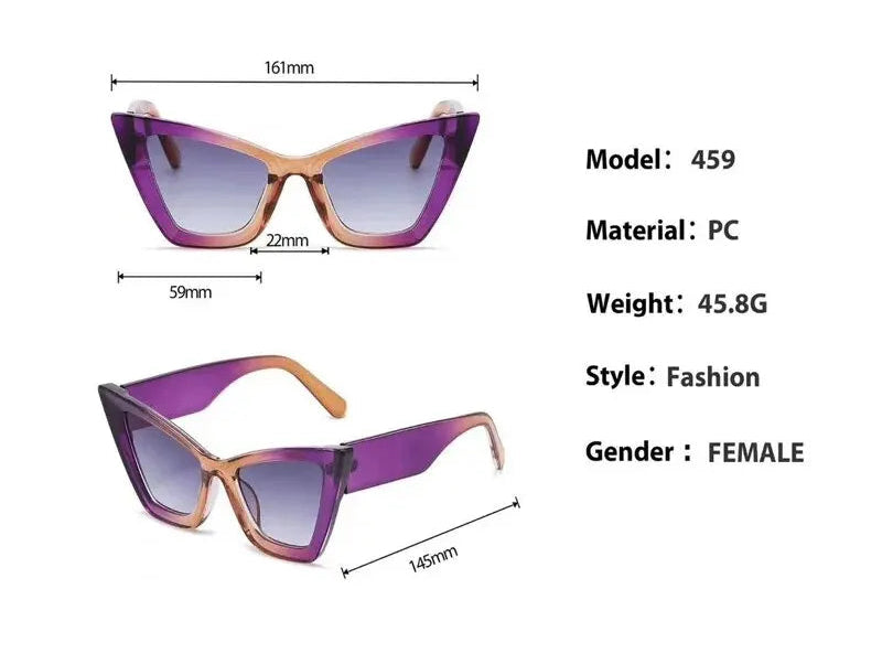 Size of Fashion Triangle Frame Cat-eye Sunglasses