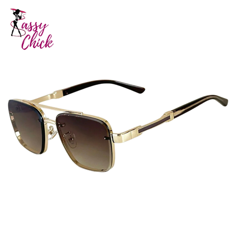 Fashion Vintage Square Men Sunglasses Sassy Chick Logo