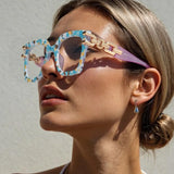 Model Using Fashion Women's Anti Blue Light Reading Glasses