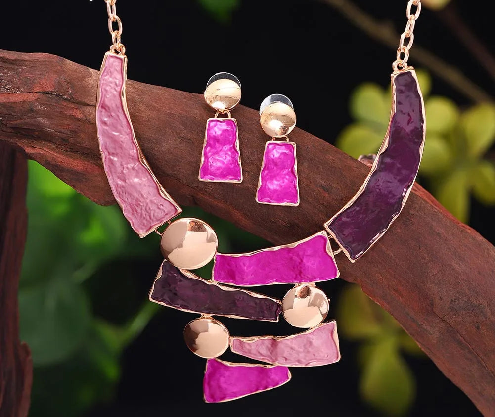 Purple Fashion Zinc Alloy Geometric Jewelry Set